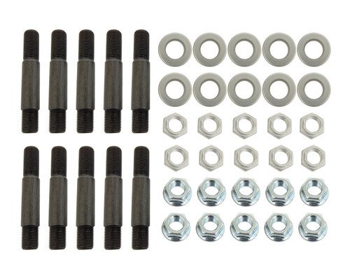Wheel Stud - 5/8-18 in Thread - 4.000 in Long - Bolt-On - Locking Nuts / Lug Nuts / Washers Included - Steel - Black Oxide - Strange Axles - Kit