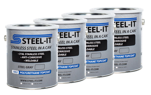 Paint - Stainless Steel in a Can - Urethane - Weldable - Non-Corrosive - Steel Gray - 1 gal Can - Set of 4