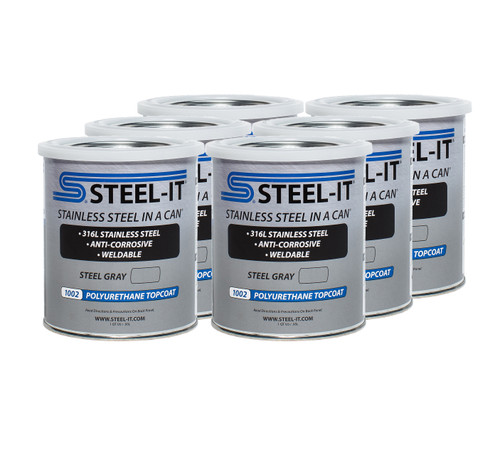 Paint - Stainless Steel in a Can - Urethane - Weldable - Non-Corrosive - Steel Gray - 1 qt Can - Set of 6