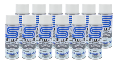Paint - Stainless Steel in a Can - Urethane - Weldable - Non-Corrosive - Gray - 14 oz Aerosol - Set of 12