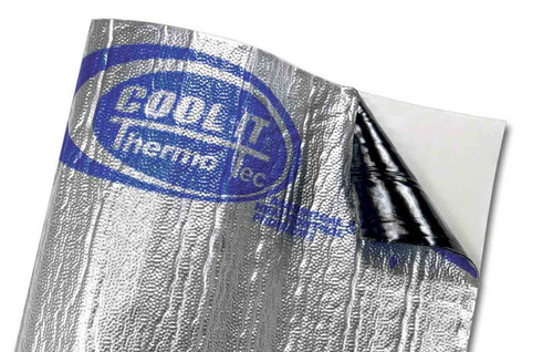 Heat and Sound Barrier - The Suppressor - 12 x 12 in Sheet - 0.063 in Thick - Self Adhesive Backing - Aluminized Plastic - Silver - Pair