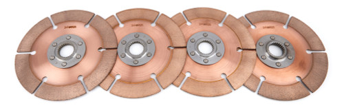 Clutch Disc - Full Circle 6-Rivet - 7.25 in Diameter - 1-5/32 in x 26 Spline - Rigid Hub - Metallic - Tilton Clutches - Set of 4
