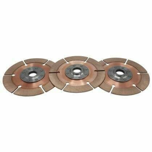 Clutch Disc - Full Circle 8-Rivet - 7.25 in Diameter - 1-1/4 in x 29 Spline - Rigid Hub - Metallic - Tilton Clutches - Set of 3