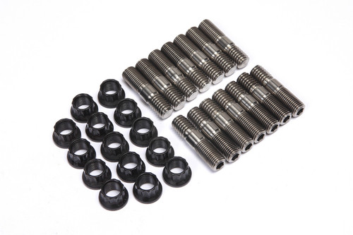 Header Stud - 3/8-16 in Base Thread - 3/8-24 in Top Thread - 1.25 in Long - Titanium - Natural - Set of 14