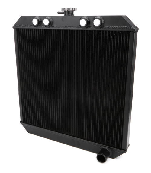Radiator - 20 in W x 21.25 in H x 2 in D - Dual Pass - Passenger Side Inlet - Passenger Side Outlet - Aluminum - Black Paint - Sprint Car - Each