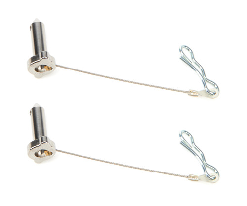 Top Wing Pin - Height Adjustment - 0.625 in Long - 0.25 in OD - Clips - Titanium - Natural - Sprint Car - Pair