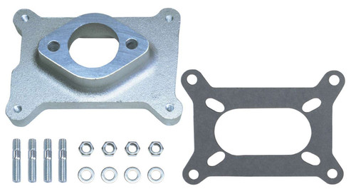 Carburetor Adapter - 1.75 in Thick - 1 Hole - Holley 2-Barrel to Small 1 Barrel - Gasket / Hardware - Aluminum - Natural - Each