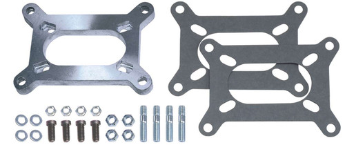 Carburetor Adapter - 0.5 in Thick - Open - Large 2-Barrel to Rochester 2-Barrel - Gaskets / Hardware Included - Aluminum - Natural - Each Carburetor Adapter - 0.5 in Thick - Open - Large 2-Barrel to Rochester 2-Barrel - Gaskets / Hardware Included - Aluminum - Natural - Each