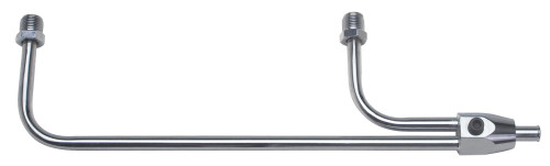 Carburetor Fuel Line - 3/8 in Single Hose Barb Inlet - Dual 5/8-18 in Inverted Flare Male Outlets - 1/8 in NPT Gauge Port - Steel - Chrome - Holley 4160 - Each