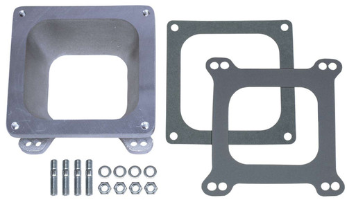 Carburetor Adapter - 2.125 in Thick - Open - Dominator to Square Bore - Gaskets / Hardware Included - Aluminum - Natural - Each Carburetor Adapter - 2.125 in Thick - Open - Dominator to Square Bore - Gaskets / Hardware Included - Aluminum - Natural - Each
