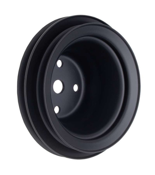 Water Pump Pulley - V-Belt - 2 Groove - 6.3 in Diameter - Steel - Black Powder Coat - Long Water Pump - Big Block Chevy - Each