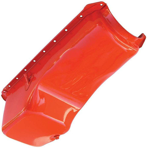 Engine Oil Pan - OEM Style - Rear Sump - 4 qt - Stock Depth - Steel - Orange Powder Coat - 2-Piece Seal - Big Block Chevy - Each Engine Oil Pan - OEM Style - Rear Sump - 4 qt - Stock Depth - Steel - Orange Powder Coat - 2-Piece Seal - Big Block Chevy - Each