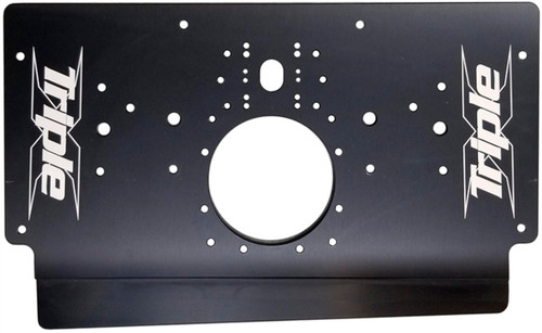 Motor Plate - Rear - Raised Rail - 24.625 in x 120.438 in x 0.375 in - Aluminum - Black Anodized - Triple X Sprint Car - Each