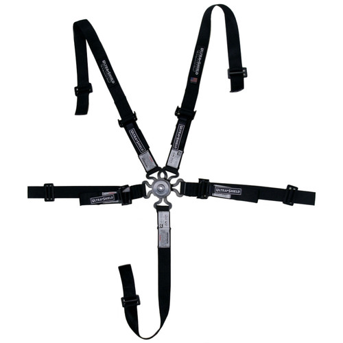 Harness - 5 Point - Camlock - SFI 16.1 - Pull Down Adjust - Bolt-In / Wrap Around - Individual Harness - Junior - Black - Kit