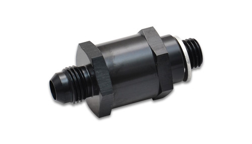 Check Valve - 12 mm x 1.50 Male Inlet - 8 AN Male Outlet - Aluminum - Black Anodized - Each
