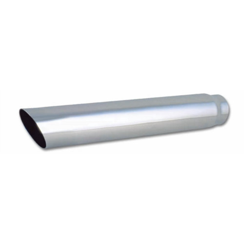 Exhaust Tip - Weld-On - 2.5 in Inlet - 3.5 in Round Outlet - 20 in Long - Single Wall - Cut Edge - Angled Cut - Stainless - Polished - Each