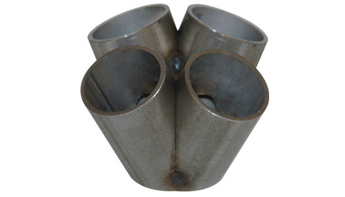 Collector - Weld-On - Turbo Manifold Merge Collectors - 3 in Tall - 4 into 1 - 1.625 Primary Tubes - T25 / T28 Turbo Inlet - Stainless - Natural - Each