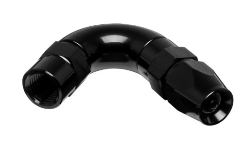 Fitting - Hose End - 120 Degree - 3 AN PTFE Hose to 3 AN Female - Aluminum - Black Anodized - Each