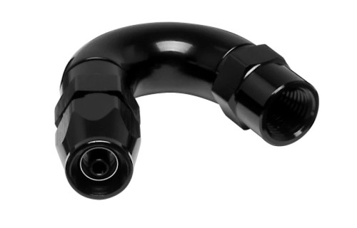 Fitting - Hose End - 150 Degree - 3 AN PTFE Hose to 3 AN Female - Aluminum - Black Anodized - Each