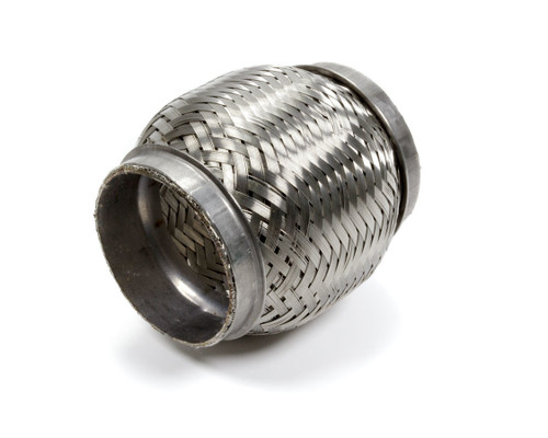 Exhaust Flex Pipe - Standard Flex - Weld-On - Flexible - 2.5 in Inlet - 2.5 in Outlet - 4 in Long - Inner Braided Liner - Stainless - Each