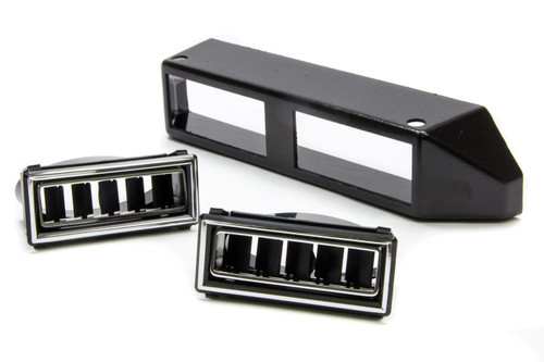 Heating / Cooling Louver - Standard Double - Under Dash - Rectangle - 2.5 in Hose - 11.375 x 2.5 in - Plastic - Black / Chrome - Each