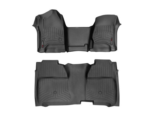 Floor Liner - Front / 2nd Row - Over the Hump - Plastic - Black / Textured - GM Fullsize Truck 2014-15 - Kit