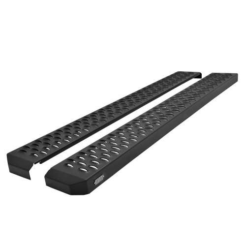 Step Bars - Grate Style - 6-1/4 in Wide - Aluminum - Black Textured - Universal - Pair Step Bars - Grate Style - 6-1/4 in Wide - Aluminum - Black Textured - Universal - Pair