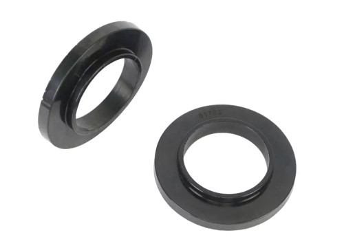 Coil Spring Isolator - 2.75 in ID - 4.625 in OD - 3.25 in Lip OD - 0.438 in Tall - Polyurethane - Black - Universal - Pair Coil Spring Isolator - 2.75 in ID - 4.625 in OD - 3.25 in Lip OD - 0.438 in Tall - Polyurethane - Black - Universal - Pair
