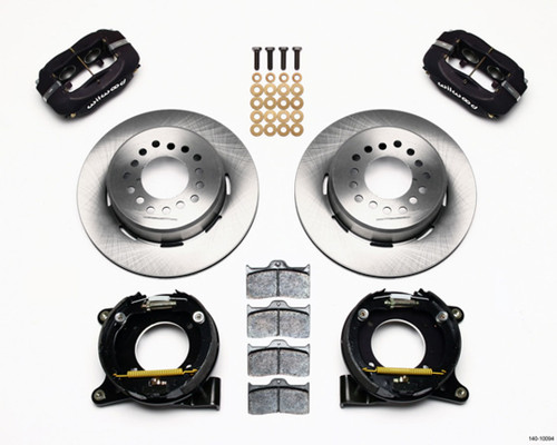 Brake System - Dynalite - Rear - 4 Piston Caliper - 12.875 in Plain Iron Rotor - Offset Hat - Aluminum - Black Powder Coat - C10 - GM Fullsize Truck - Kit