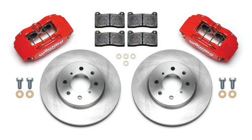 Brake System - Forged DPHA - Front - 4 Piston Caliper - 10.320 in Plain Iron Rotor - Offset Hat - Aluminum - Red Powder Coat - Acura Integra / Honda Civic / Fit 1990-2013 - Kit
