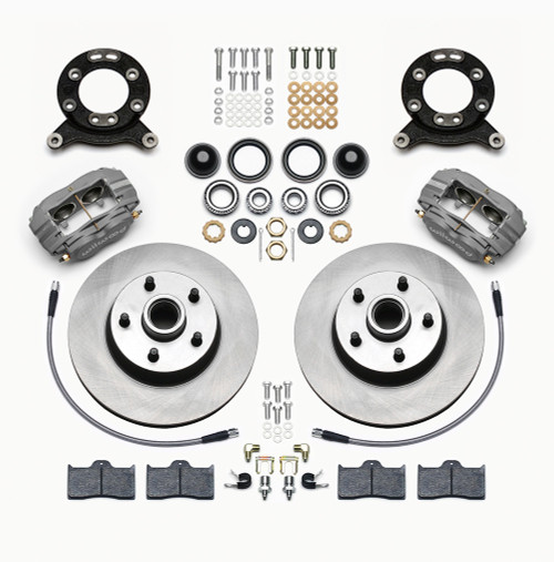 Brake System - Classic Series - Dynalite - Front - 4 Piston Caliper - 11.30 in Plain Iron Rotor - Offset - Aluminum - Gray Anodized - Various Ford 1965-70 - Kit