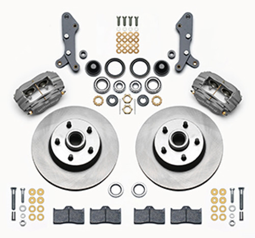 Brake System - Classic Series Dynalite - Front - 4 Piston - 11.300 in Plain Iron Rotor - Offset - Aluminum - Gray Anodized - Ford / Mercury Fullsize 1960-68 - Kit