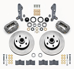 Brake System - Classic Series Dynalite - Front - 4 Piston - 11.300 in Plain Iron Rotor - Offset - Aluminum - Gray Anodized - Ford / Mercury Fullsize 1960-68 - Kit