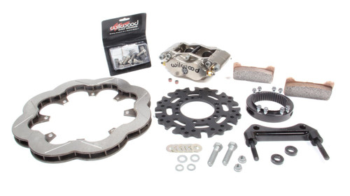 Brake System - Billet Narrow Dynalite - Rear - 4 Piston Caliper - 11.75 in Slotted / Scalloped Steel Rotor - 3 x 46 Spline Sprint Car Hat - Aluminum - Gray Anodized - Kit