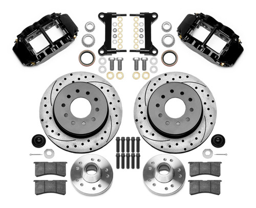 Brake System - Narrow Superlite - Drilled / Slotted - Front - 6 Piston Caliper - 12.19 in Drilled / Slotted Iron Rotor - Aluminum - Black Powder Coat - GM Fullsize Truck 1988-98 - Kit