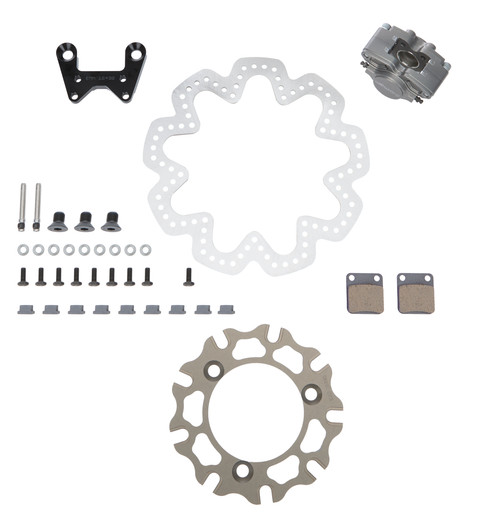 Brake System - GP200 - Front - Driver Side - 2 Piston Caliper - 10.5 in Drilled / Scalloped Rotor - Aluminum - Gray Anodized - Sprint Car - Kit Brake System - GP200 - Front - Driver Side - 2 Piston Caliper - 10.5 in Drilled / Scalloped Rotor - Aluminum - Gray Anodized - Sprint Car - Kit