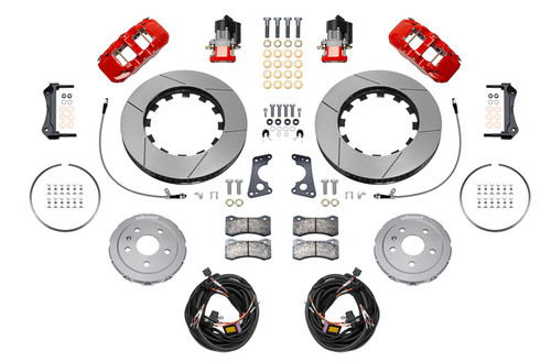 Brake System - AERO4 Big Brake - Rear - 4 Piston Caliper - 15.00 in Slotted Iron Rotor - Aluminum - Red Powder Coat - Chevy Corvette 2020-24 - Kit