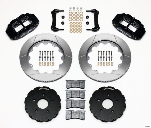 Brake System - Forged Narrow Superlite 6R Big Brake - Front - 6 Piston Caliper - 14 in Plain Iron Rotor - Aluminum - Black Powder Coat - Chevy Corvette 1997-2013 - Kit