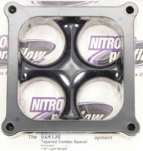 Carburetor Spacer - Tapered Lightweight - 1.5 in Thick - 4 Hole - Dominator Flange - Aluminum - Black Anodized - Each