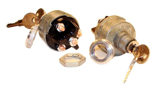 Ignition Switch - Panel Mount - 4 Position - Ring Terminals - Round Keys - Aluminum - Natural - Each Ignition Switch - Panel Mount - 4 Position - Ring Terminals - Round Keys - Aluminum - Natural - Each