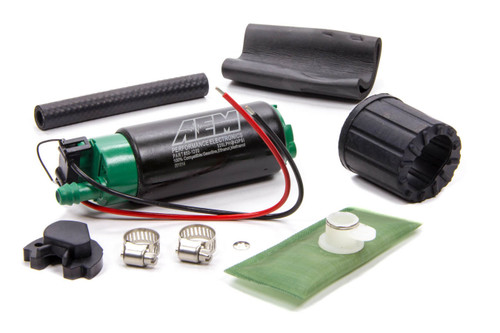 Fuel Pump - High Flow - Electric - In-Tank - 340 lph at 40 psi - Offset Filter Sock Inlet - 8 mm Hose Barb Outlet - Install Kit - E85 - Kit