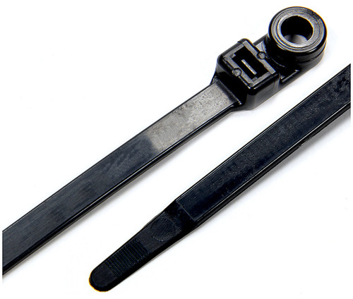 Cable Ties - Zip Ties - 14 in Long - 0.25 in Mounting Hole - Nylon - Black - Set of 25