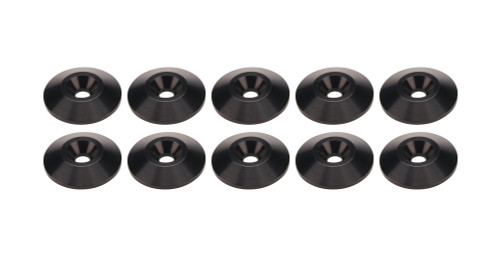 Countersunk Washer - Number 10 Hole - 1 in OD - 0.188 in Thick - Aluminum - Black Anodized - Set of 10