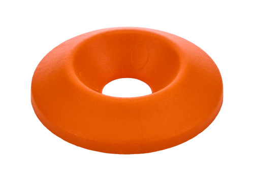 Body Bolt Washer - Countersunk - 0.25 in ID - 1 in OD - 0.188 in Thick - Plastic - Orange - Set of 10