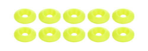 Countersunk Washer - 0.25 in ID - 1 in OD - 0.188 in Thick - Plastic - Neon Yellow - Set of 10