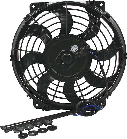 Electric Cooling Fan - 12 in Fan - Push / Pull - 925 CFM - 12V - Curved Blade - 11.75 x 12.75 in - 2.5 in Thick - Plastic - Kit