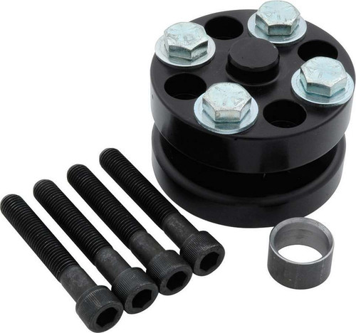 Fan Spacer - 1.5 in Thick - Bushing / Hardware Included - Aluminum - Black Anodized - Chevy V8 / Ford V8 - Each