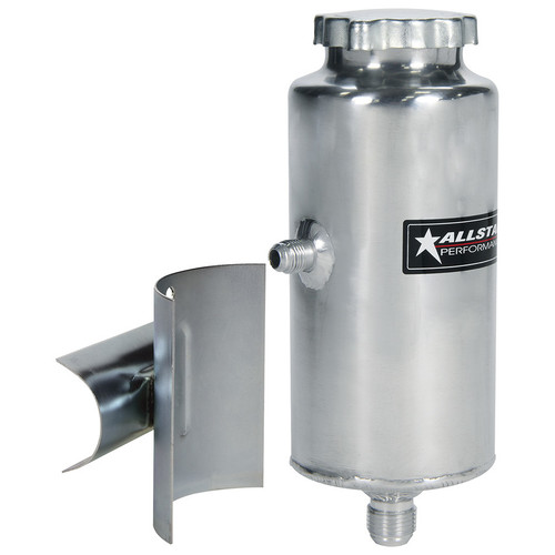 Power Steering Reservoir - 8.5 in Tall x 3.5 in OD - 6 AN Male Inlet - 10 AN Male Outlet - Bracket - Aluminum - Natural - Kit Power Steering Reservoir - 8.5 in Tall x 3.5 in OD - 6 AN Male Inlet - 10 AN Male Outlet - Bracket - Aluminum - Natural - Kit