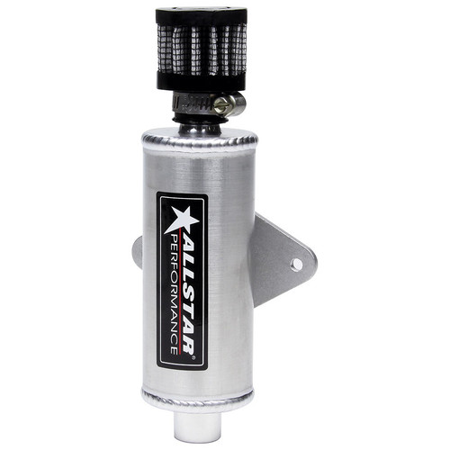 Breather Tank - Mini - Bolt-On - 1.75 in Diameter x 6.75 in Tall - 4 oz - 1/4 in NPT Female Inlet - Breather Included - Aluminum - Natural - Universal - Each