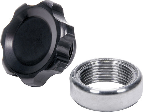 Bung and Cap Kit - 1.375 in Opening - Weld-On - Steel Bung - Aluminum Threaded Cap - Black Anodized - Kit